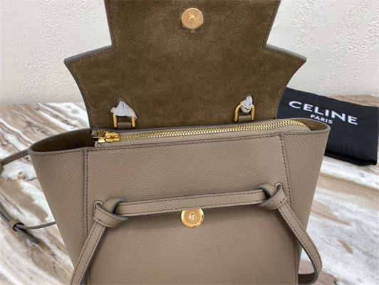 Ce**e nano belt bag in taupe grained calfskin