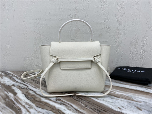 Ce**e nano belt bag in white grained calfskin