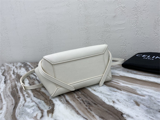 Ce**e nano belt bag in white grained calfskin