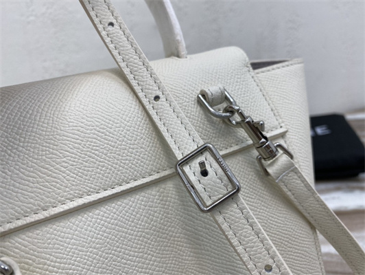 Ce**e nano belt bag in white grained calfskin
