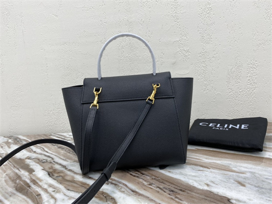 Ce**e nano belt bag in black grained calfskin