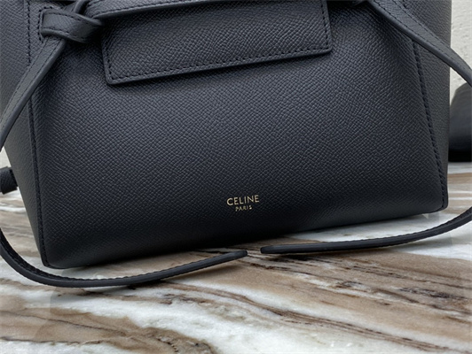Ce**e nano belt bag in black grained calfskin