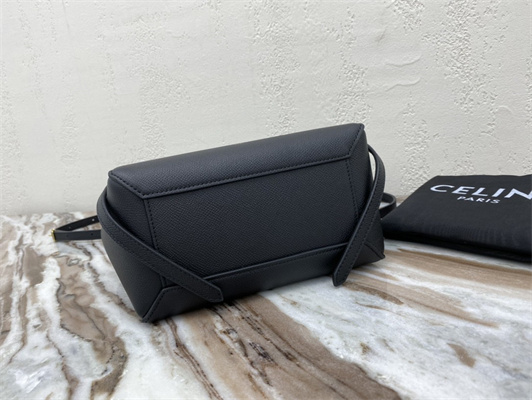 Ce**e nano belt bag in black grained calfskin