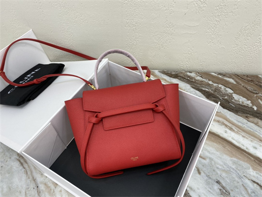 Ce**e nano belt bag in red grained calfskin