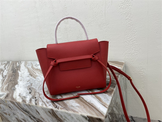 Ce**e nano belt bag in red grained calfskin