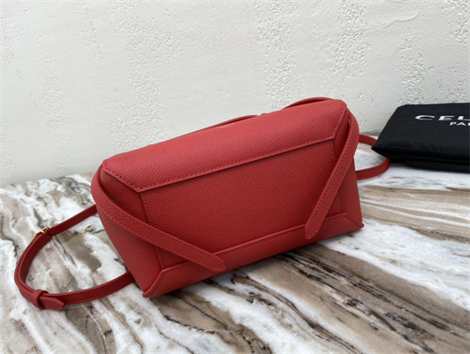 Ce**e nano belt bag in red grained calfskin