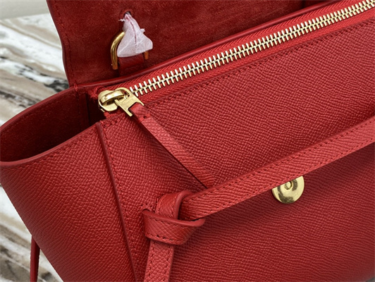 Ce**e nano belt bag in red grained calfskin