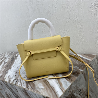 Ce**e nano belt bag in yellow grained calfskin