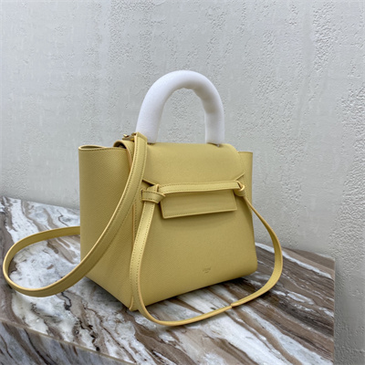 Ce**e micro belt bag in yellow grained calfskin