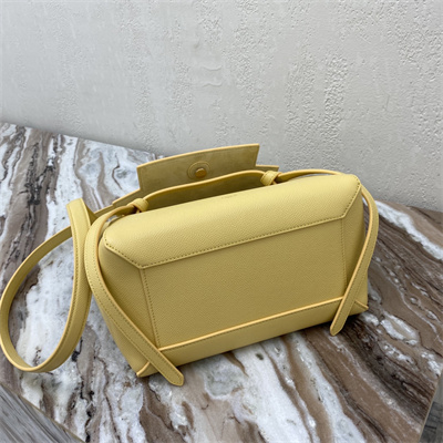 Ce**e micro belt bag in yellow grained calfskin