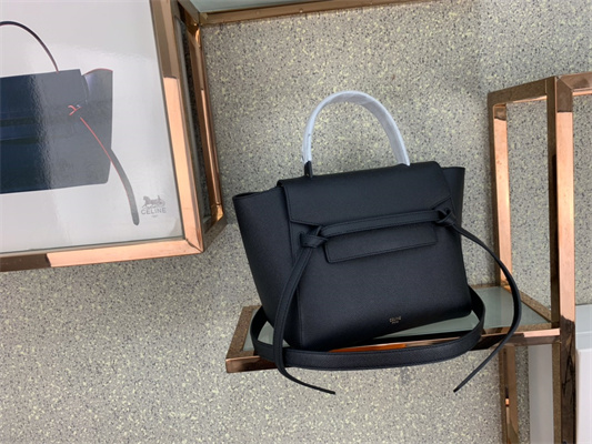 Ce**e micro belt bag in black grained calfskin