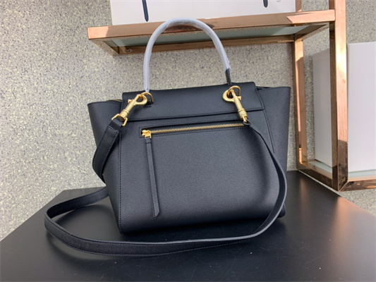 Ce**e micro belt bag in black grained calfskin