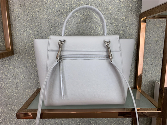 Ce**e micro belt bag in white grained calfskin