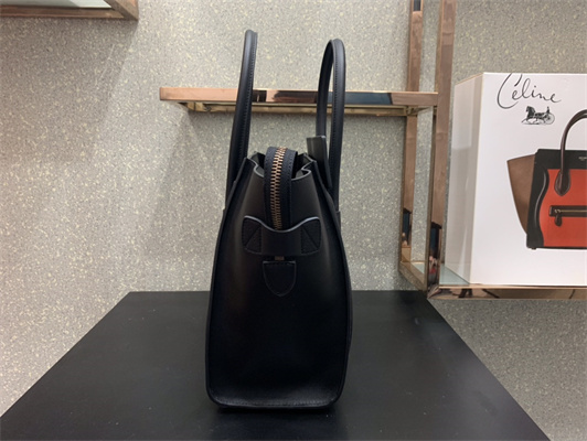 Ce**e micro luggage bag in black smooth calfskin gold tone metal