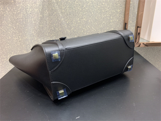 Ce**e micro luggage bag in black smooth calfskin gold tone metal