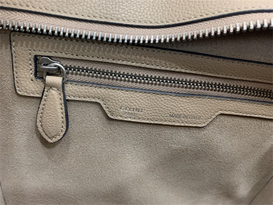 Ce**e micro luggage bag in dune drummed calfskin silver tone metal