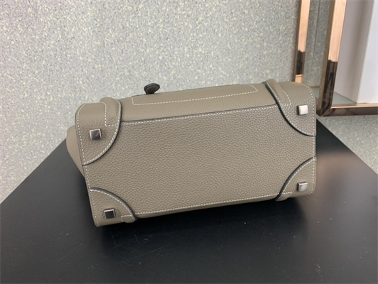 Ce**e micro luggage bag in souris drummed calfskin silver tone metal