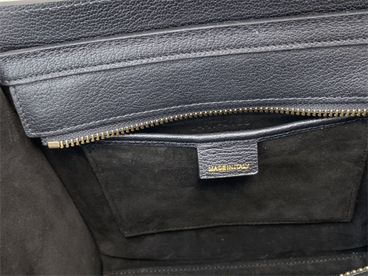 Ce**e nano luggage bag in black drummed calfskin gold tone metal