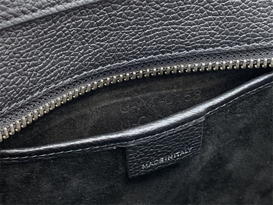 Ce**e nano luggage bag in black drummed calfskin silver tone metal