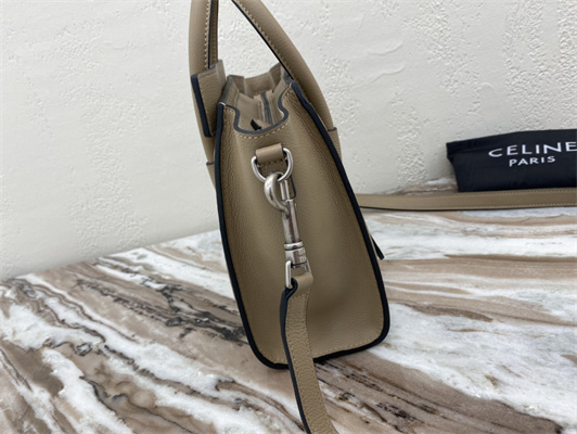 Ce**e nano luggage bag in dune drummed calfskin silver tone metal