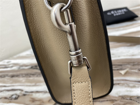 Ce**e nano luggage bag in dune drummed calfskin silver tone metal