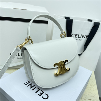 Ce**e mini besace clea in shiny calfskin white