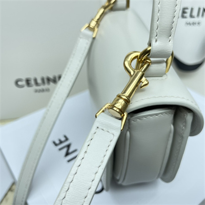 Ce**e mini besace clea in shiny calfskin white