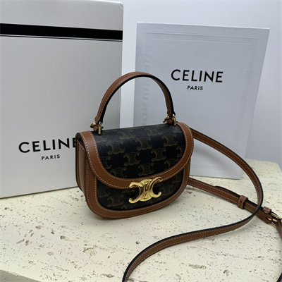 Ce**e mini besace clea in triomphe canvas and calfskin tan