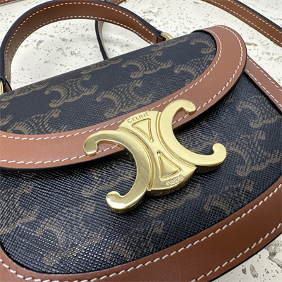 Ce**e mini besace clea in triomphe canvas and calfskin tan