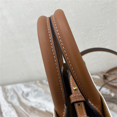 Ce**e mini vertical cabas in triomphe canvas and calfskin with Ce**e print white