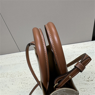 Ce**e mini vertical cabas in triomphe canvas and calfskin greige