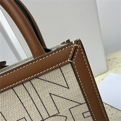 Ce**e mini vertical cabas in textile with Ce**e all over print nature/tan