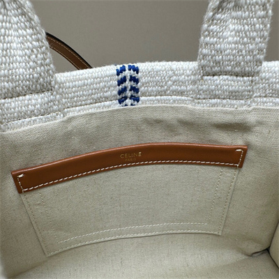 Ce**e small cabas thais in striped textile and calfskin blue/white