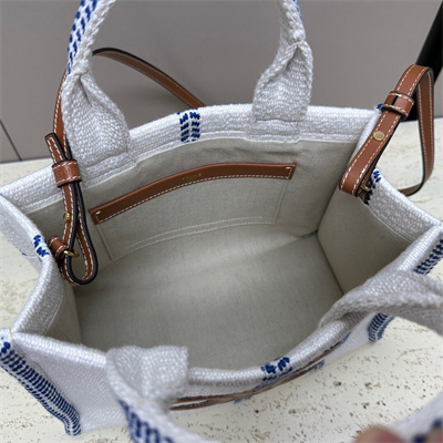 Ce**e small cabas thais in striped textile and calfskin blue/white