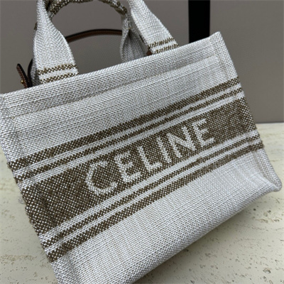 Ce**e small cabas thais in striped textile with Ce**e jacquard and calfskin