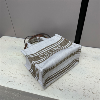 Ce**e small cabas thais in striped textile with Ce**e jacquard and calfskin