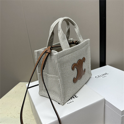 Ce**e small cabas thais in striped textile and calfskin