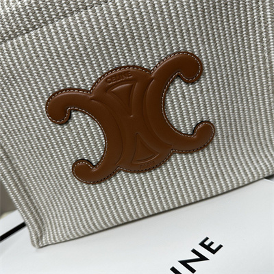 Ce**e small cabas thais in striped textile and calfskin