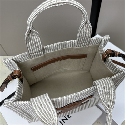 Ce**e small cabas thais in striped textile and calfskin