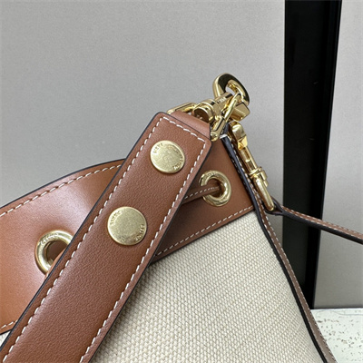 Ce**e small drawstring cabas marin in textile and calfskin natural / tan