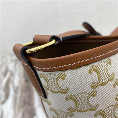 Ce**e medium bucket in triomphe canvas and calfskin white