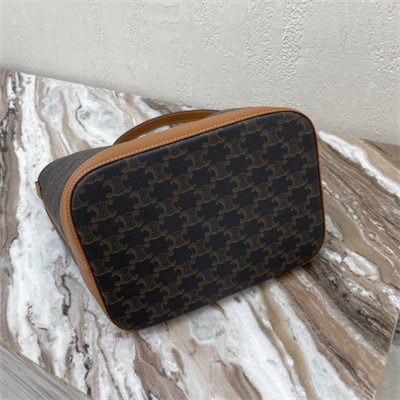 Ce**e medium bucket in triomphe canvas and calfskin tan