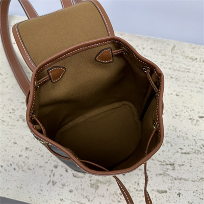 Ce**e mini backpack folco in triomphe canvas and calfskin tan