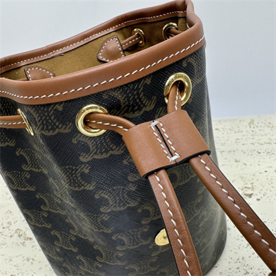 Ce**e mini backpack folco in triomphe canvas and calfskin tan