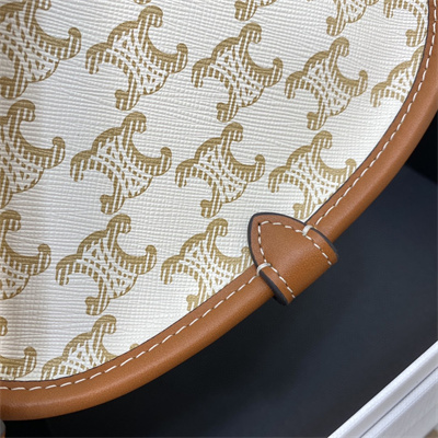 Ce**e medium folco bag in triomphe canvas and calfskin white