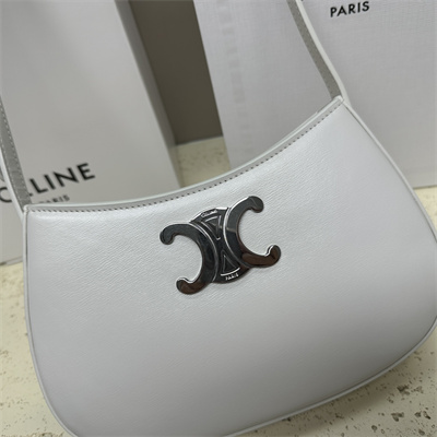 Ce**e medium tilly bag in shiny calfskin white