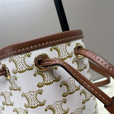 Ce**e mini backpack folco in triomphe canvas and calfskin white