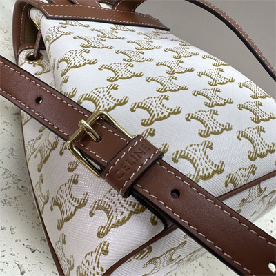Ce**e mini backpack folco in triomphe canvas and calfskin white