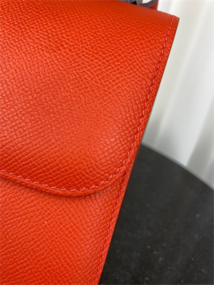Constance Bag Epsom Leather 18CM Gold/Silver Tone Metal In Feu Orange Color HS