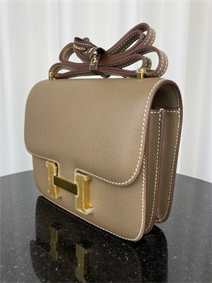 Constance Bag Epsom Leather 18CM Gold/Silver Tone Metal In Etoupe Color HS